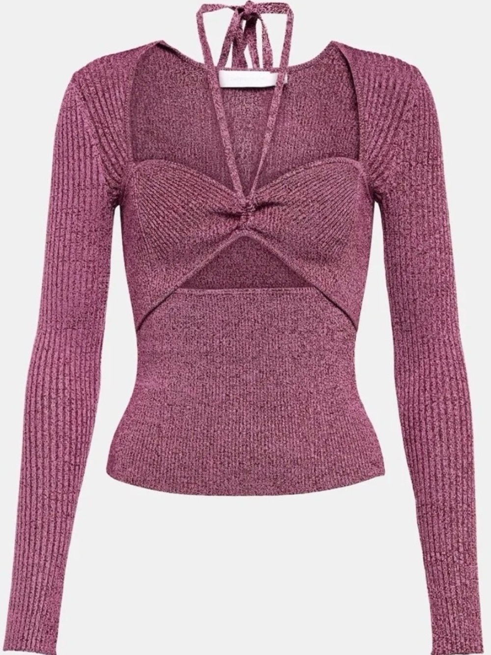 Jonathan Simkhai Alexia Mauve Knit Sweetheart Cutout Top